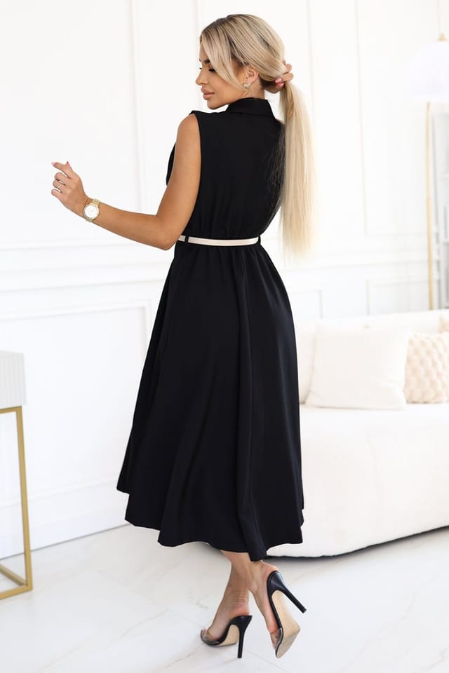 Love Lace Love Lace Women's Sleeveless Midi Trench Coat in Black - 2
