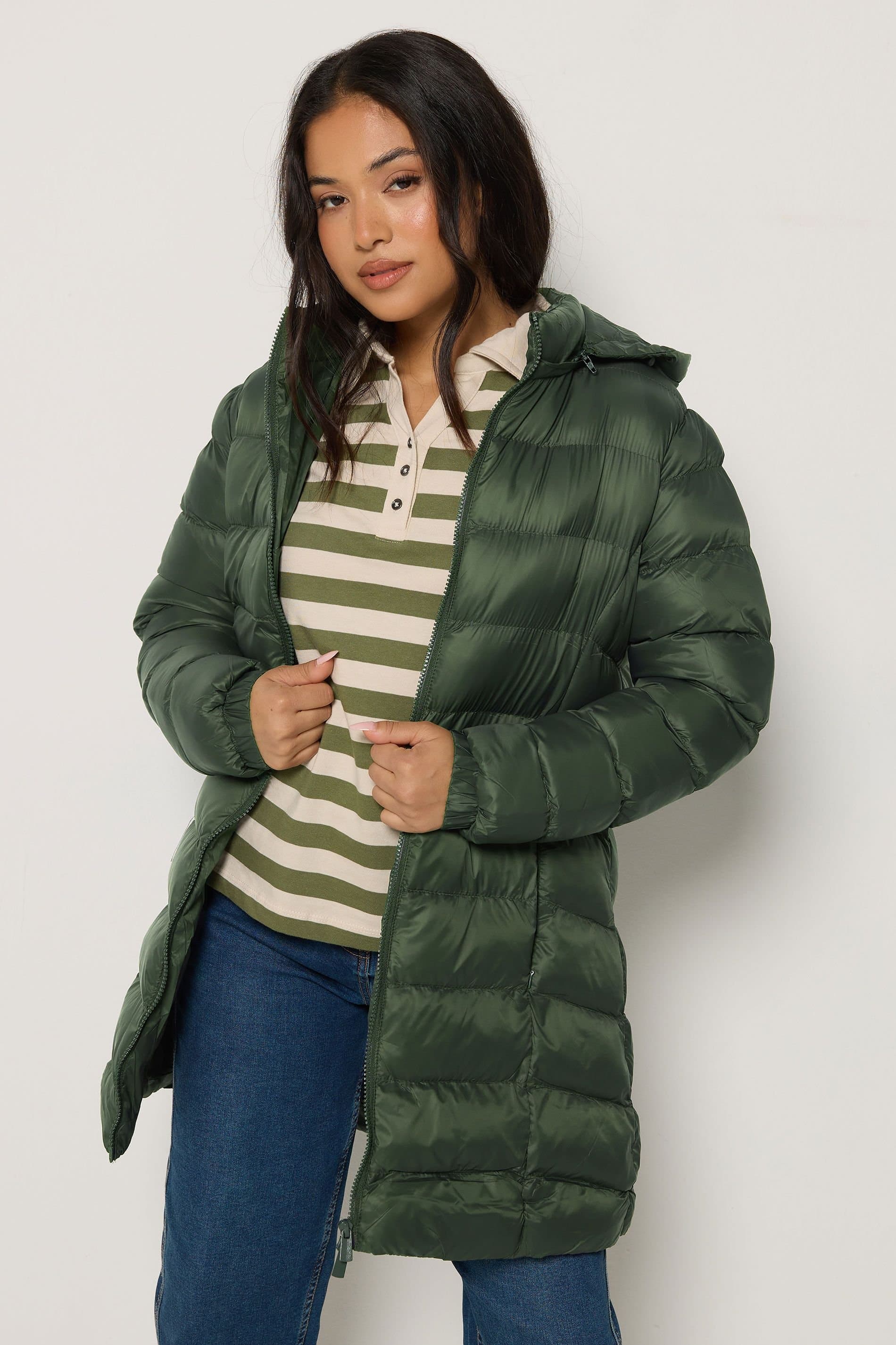 M&Co M&Co Women's Petite Padded Hooded Coat in Dark Green