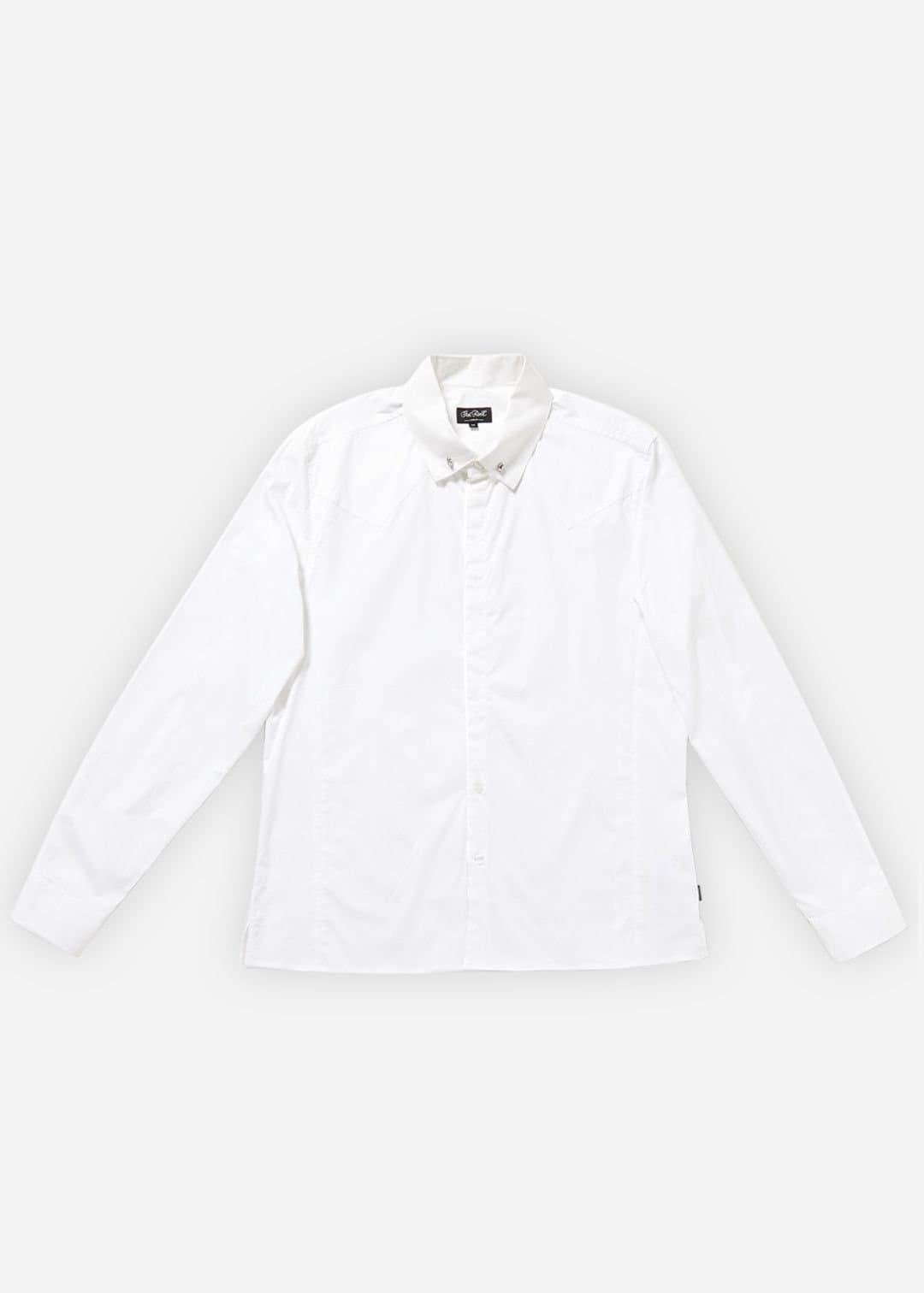 Chet Rock Chet Rock Men's Brooklyn Black Shirt with Metal Skull Buttons in White