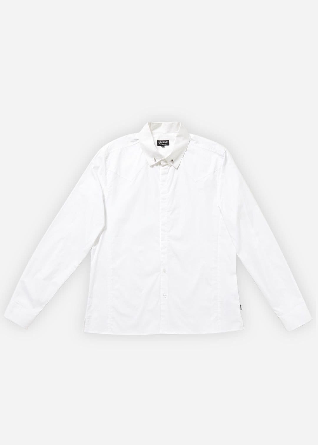Chet Rock Chet Rock Men's Brooklyn Black Shirt with Metal Skull Buttons in White - 1