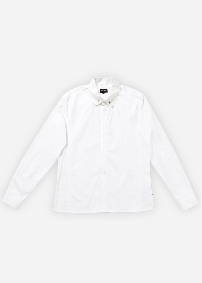 Chet Rock Chet Rock Men's Brooklyn Black Shirt with Metal Skull Buttons in White - 1
