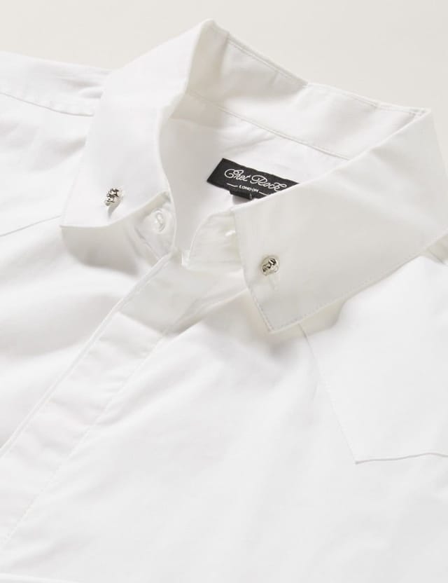 Chet Rock Chet Rock Men's Brooklyn Black Shirt with Metal Skull Buttons in White - 3