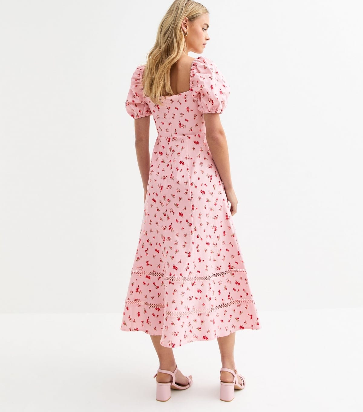 New Look Women's Petite Pink Floral Print Milkmaid Midi Dress New Look - 4