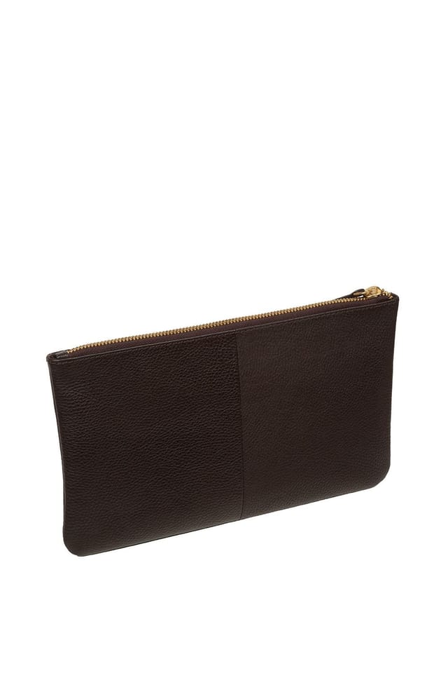 Pure Luxuries London Pure Luxuries London Women's 'Emalia' Leather Clutch Bag in Dark Brown - 2