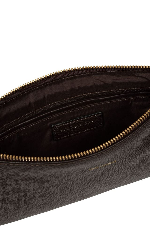 Pure Luxuries London Pure Luxuries London Women's 'Emalia' Leather Clutch Bag in Dark Brown - 3