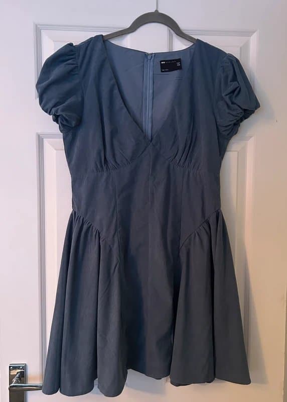 ASOS Cord corset waist mini dress with puff sleeve