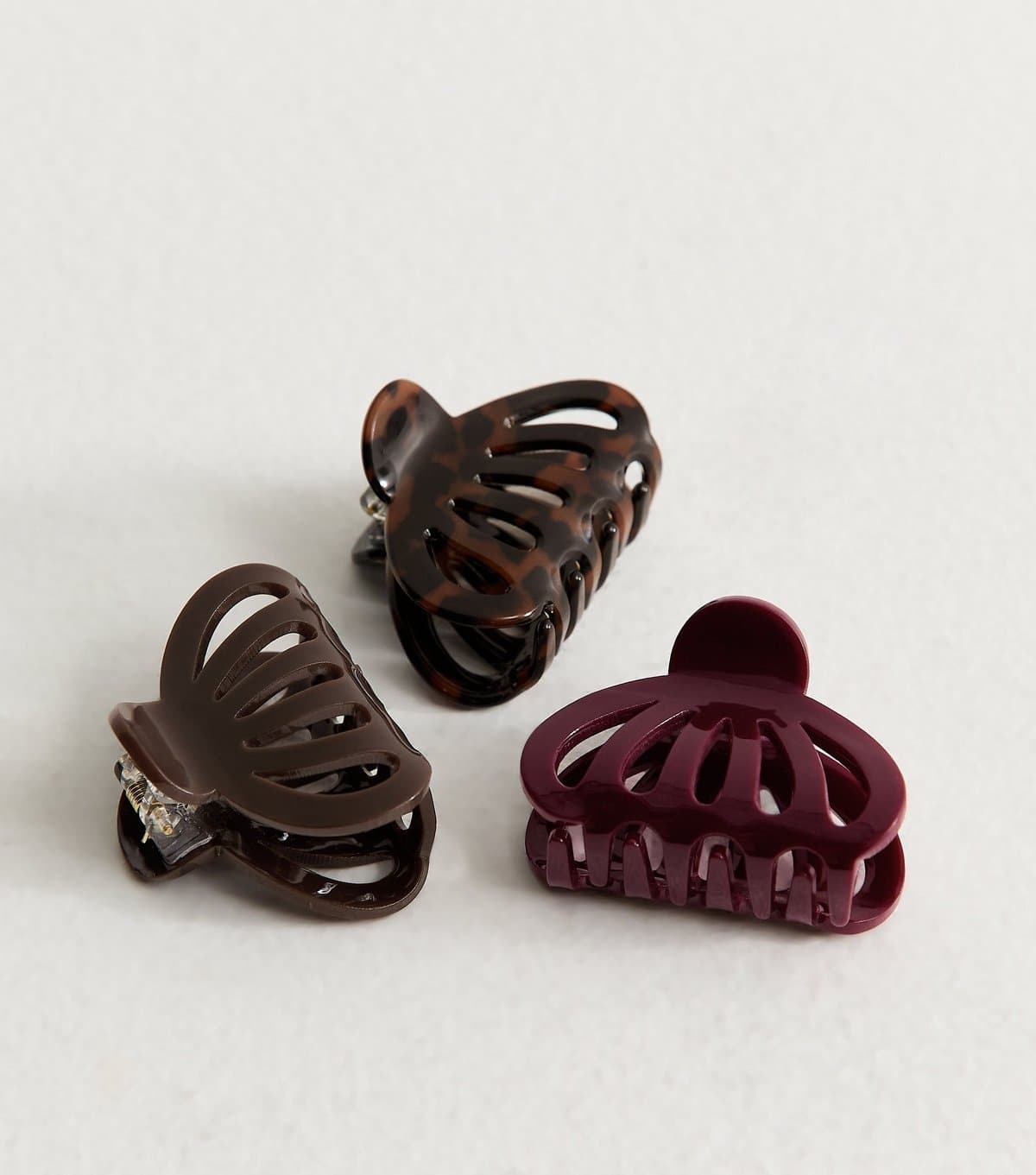 New Look Brown Pack Of 3 Mini Curved Hair Claw Clips New Look