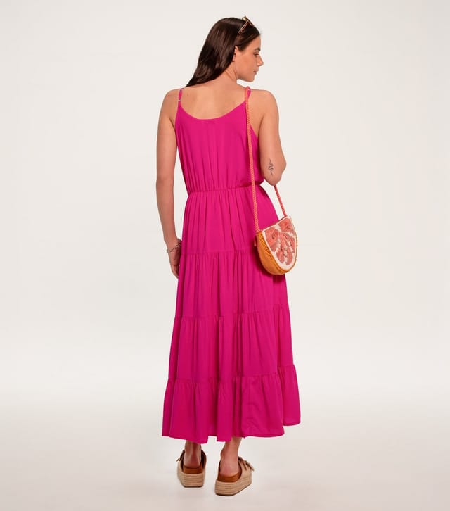 Sunshine Soul Women's Bright Pink Tiered Cami Midi Dress Sunshine Soul New Look - 3