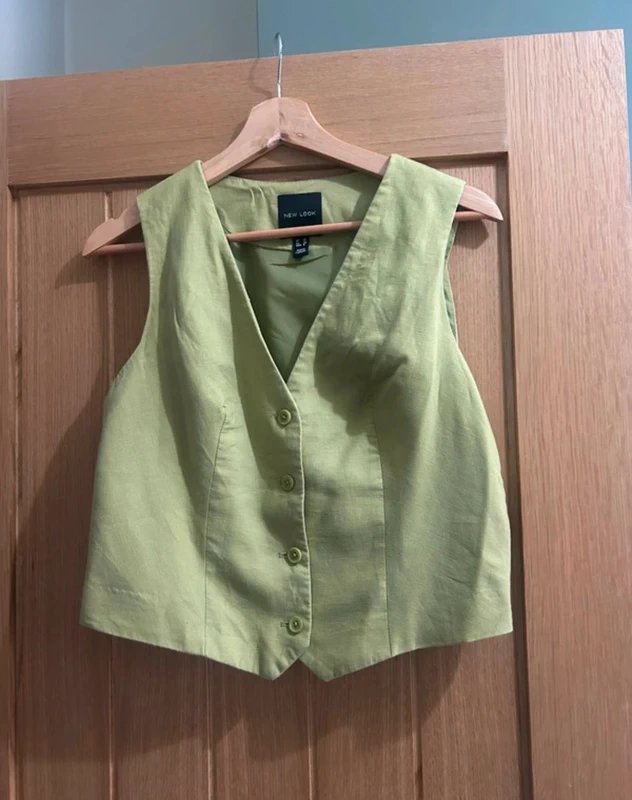 New Look New Look Lime Green Button Through Waistcoat Size 10 - 1