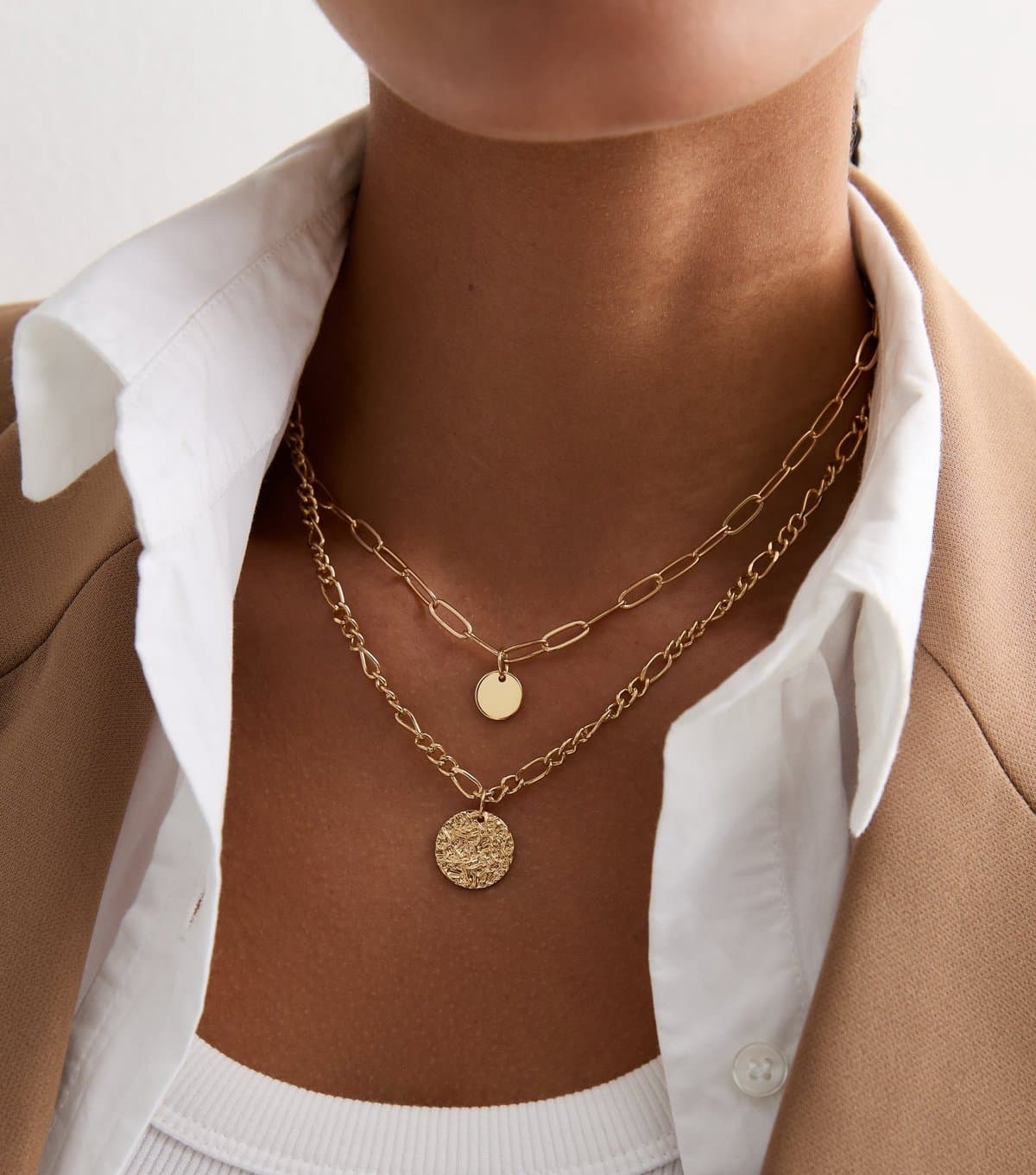 New Look Gold Circle Disc Chain Necklace New Look