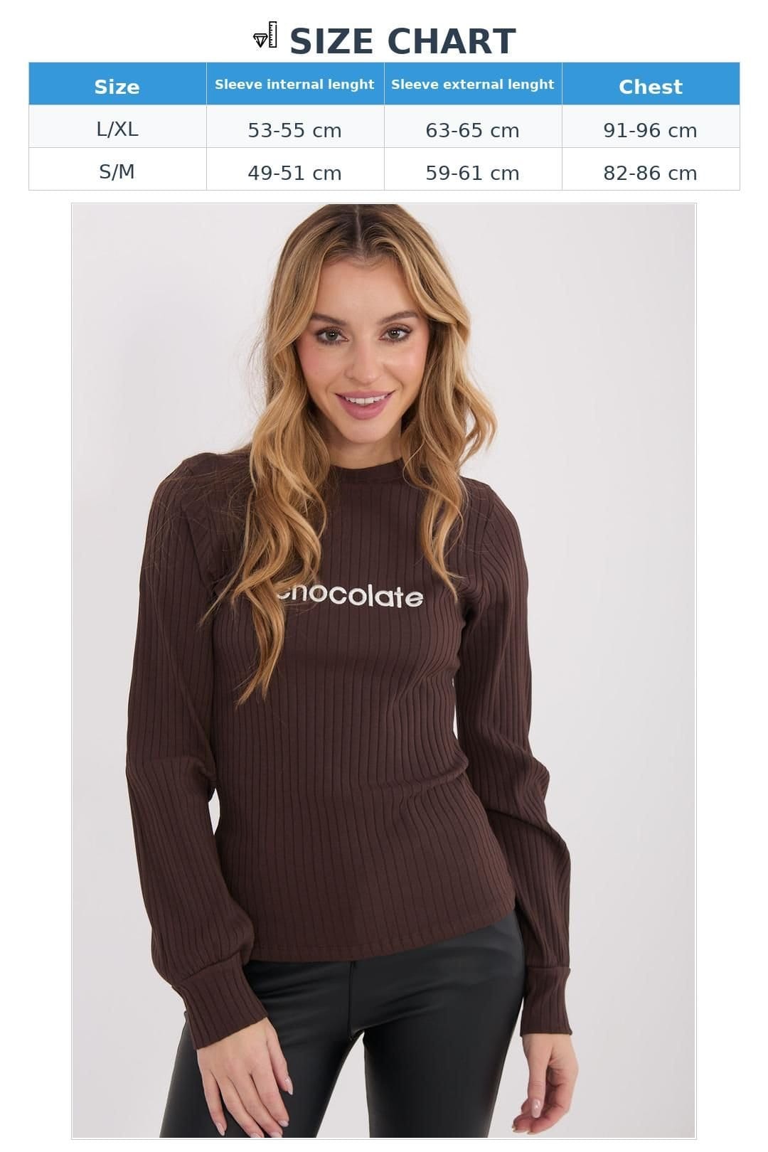 Love Lace Love Lace Women's Embroidered Stripe Puff Sleeve Casual Blouse in Brown - 4