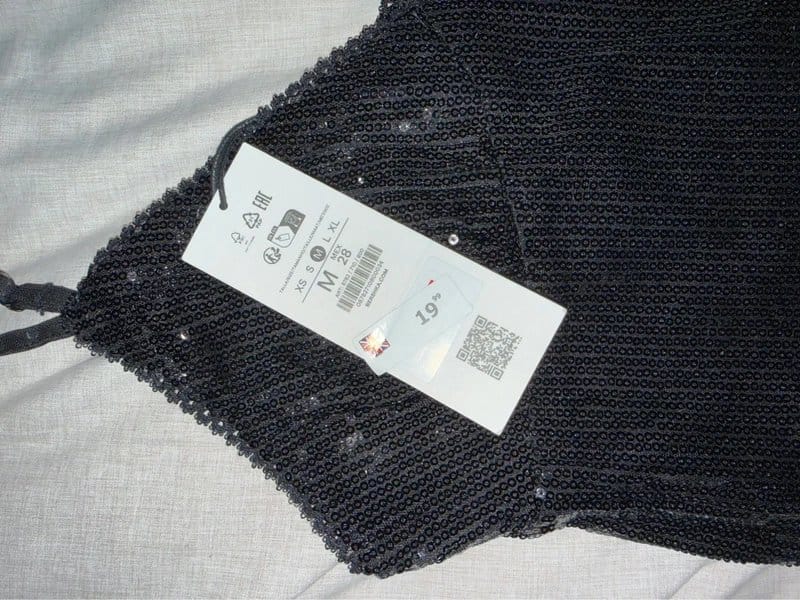 Bershka Black Sequin Crop Top