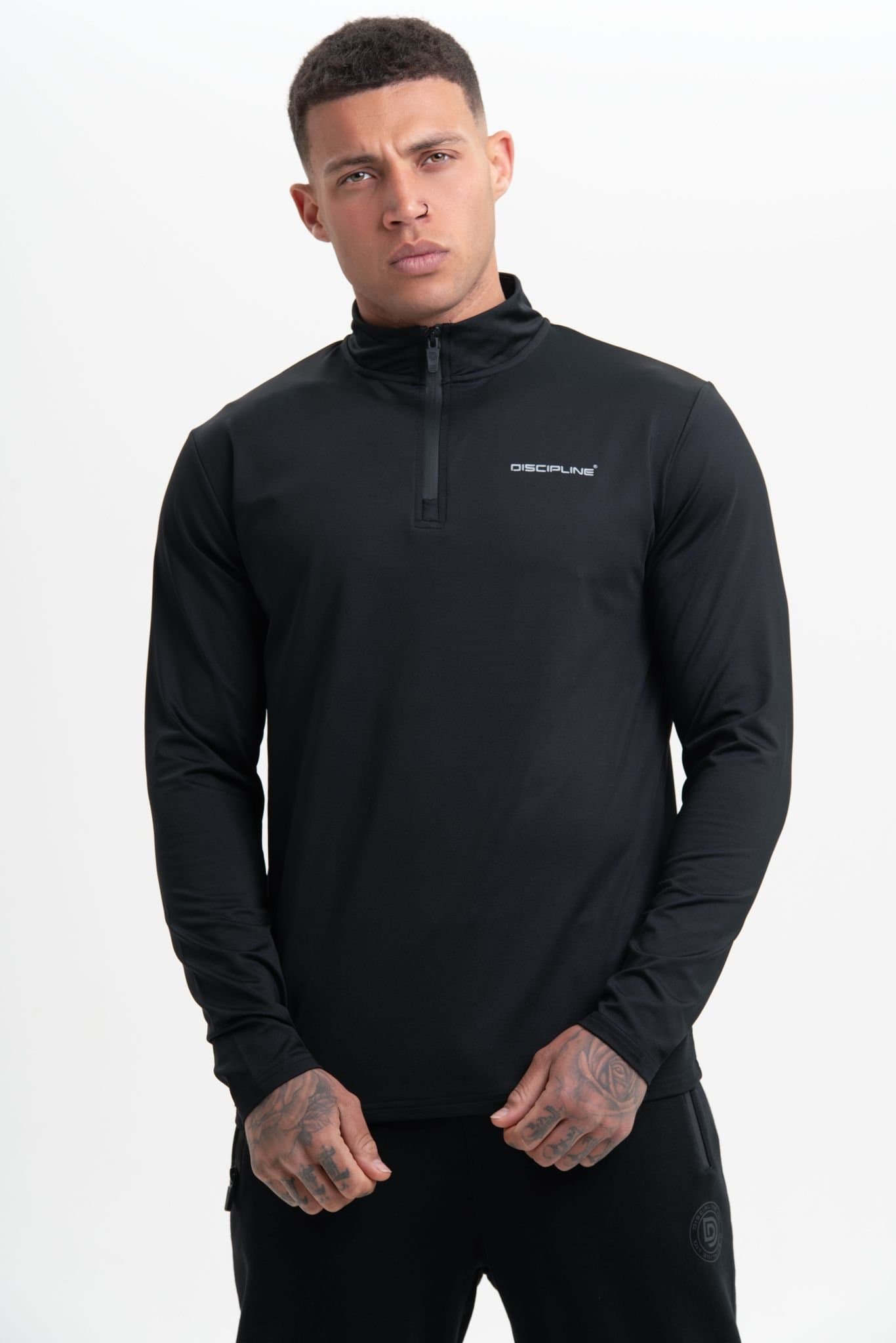 Discipline 365 Discipline 365 Men's Discipline Black Funnel Quarter Zip Neck Sports Top