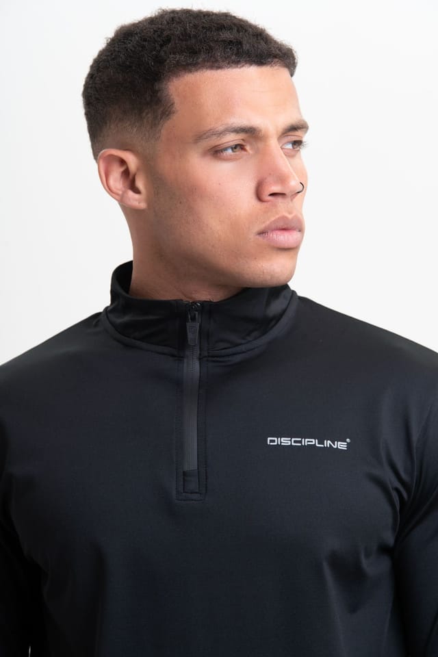 Discipline 365 Discipline 365 Men's Discipline Black Funnel Quarter Zip Neck Sports Top - 3