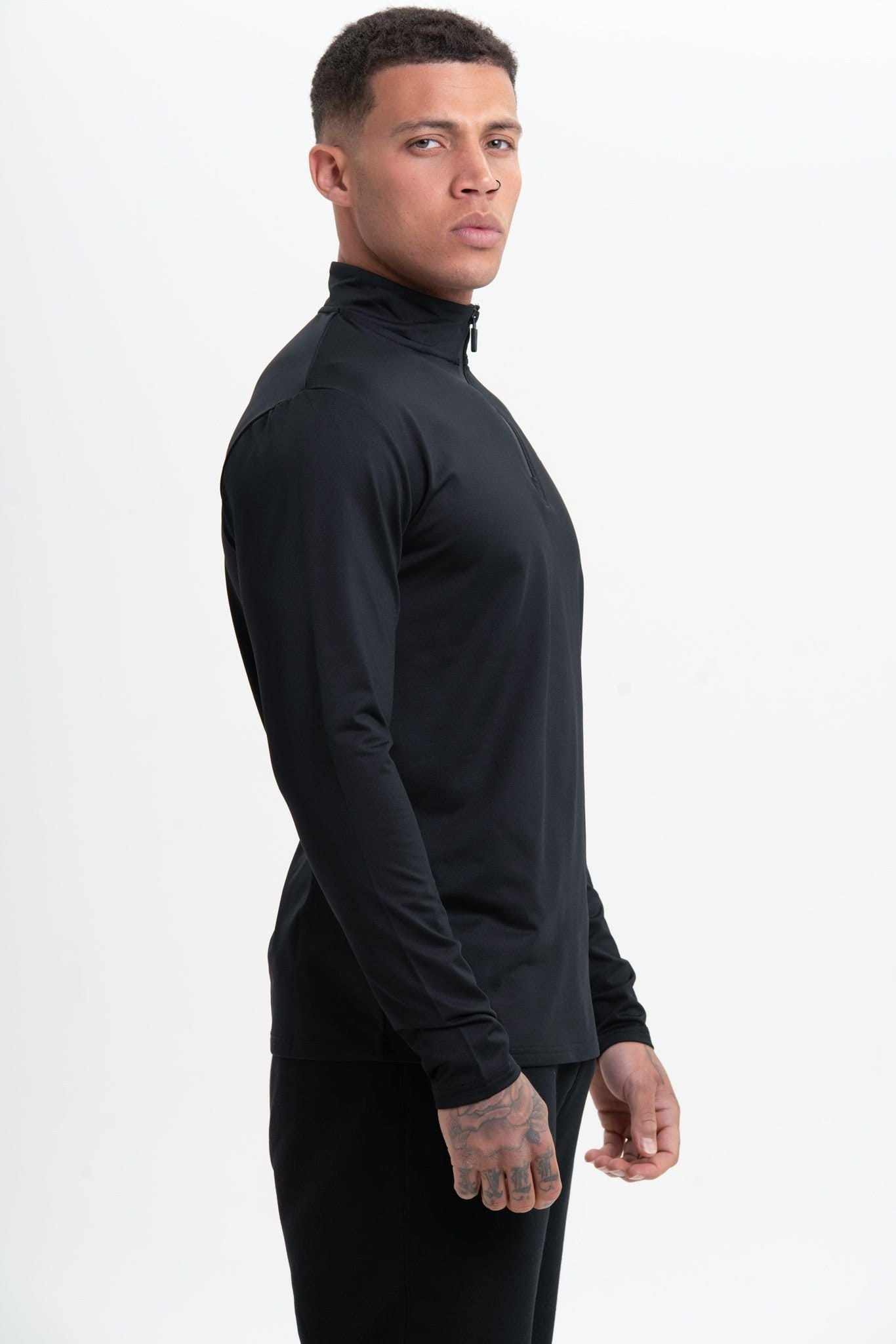 Discipline 365 Discipline 365 Men's Discipline Black Funnel Quarter Zip Neck Sports Top - 4