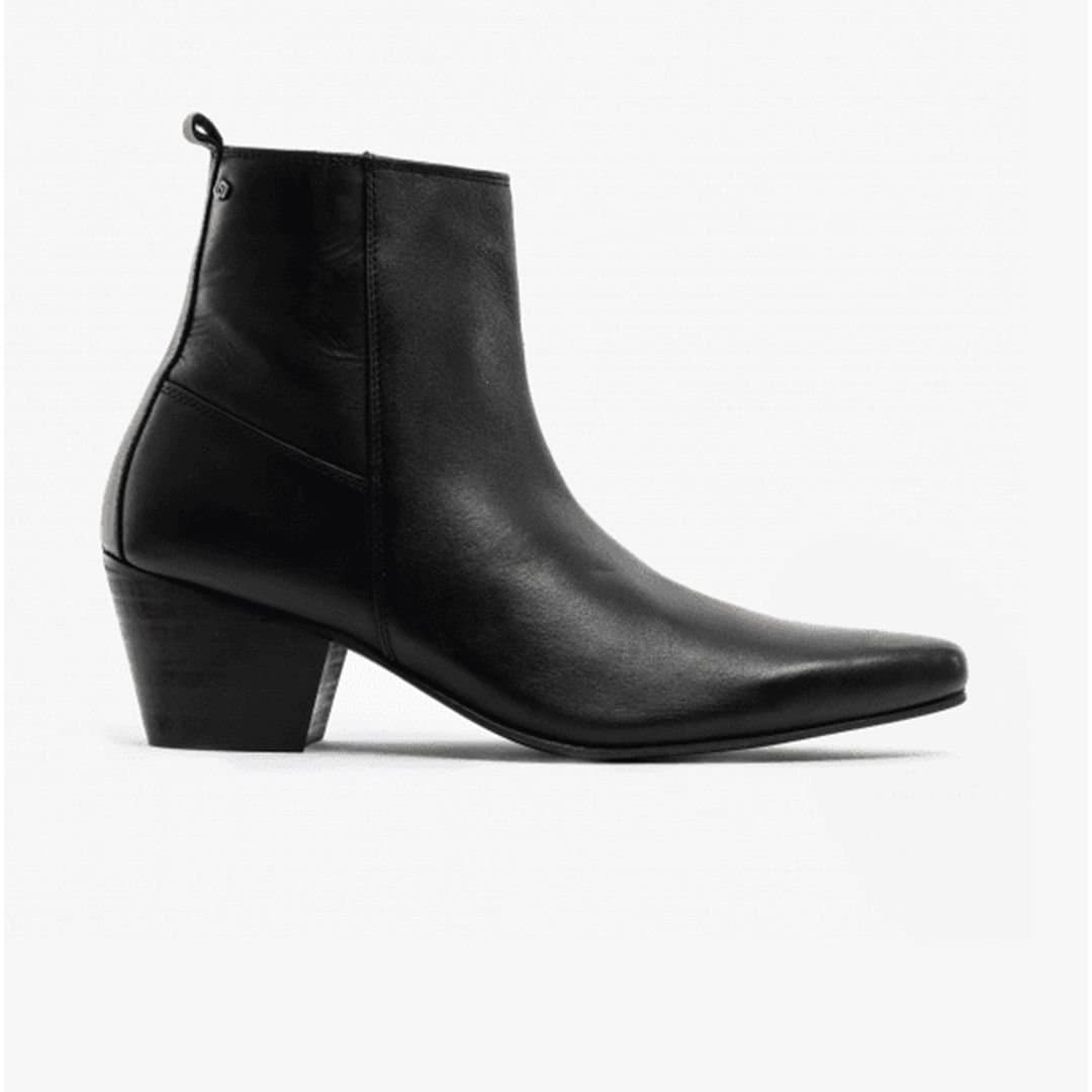 Club Cubano Club Cubano Black Leather Cuban Heel Ankle Boots