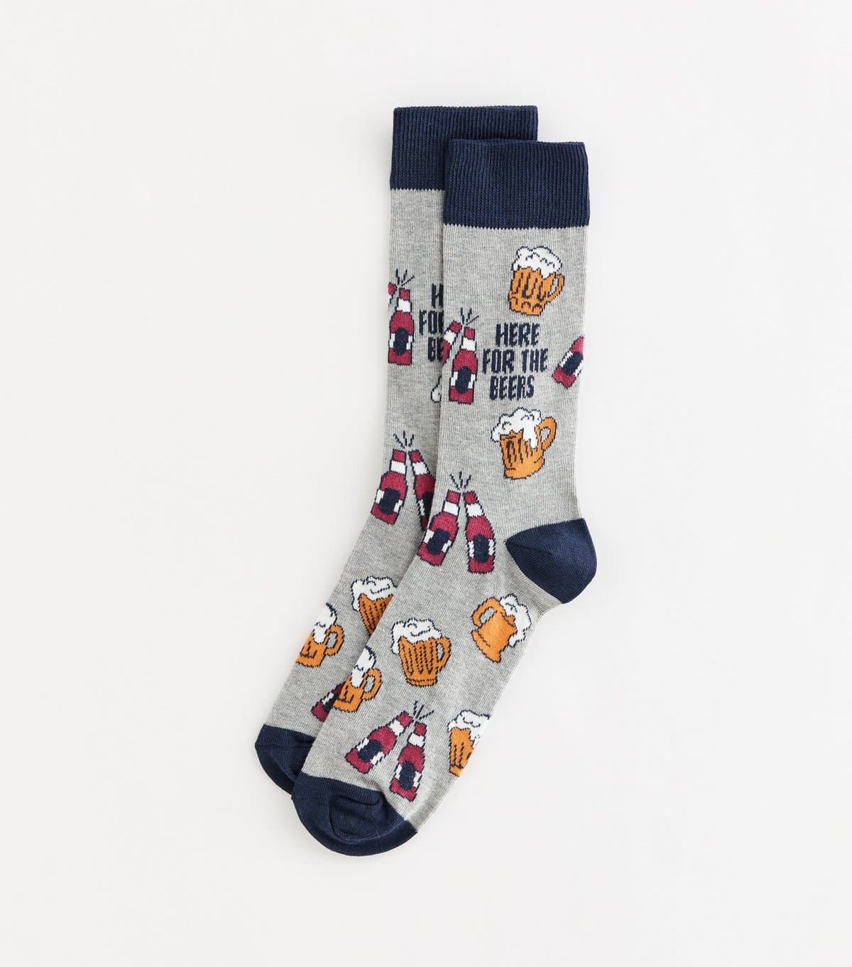 New Look Men's Grey Beer Illustration Socks New Look