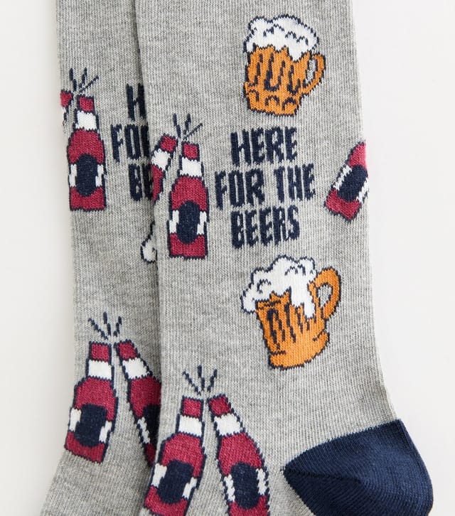 New Look Men's Grey Beer Illustration Socks New Look - 2