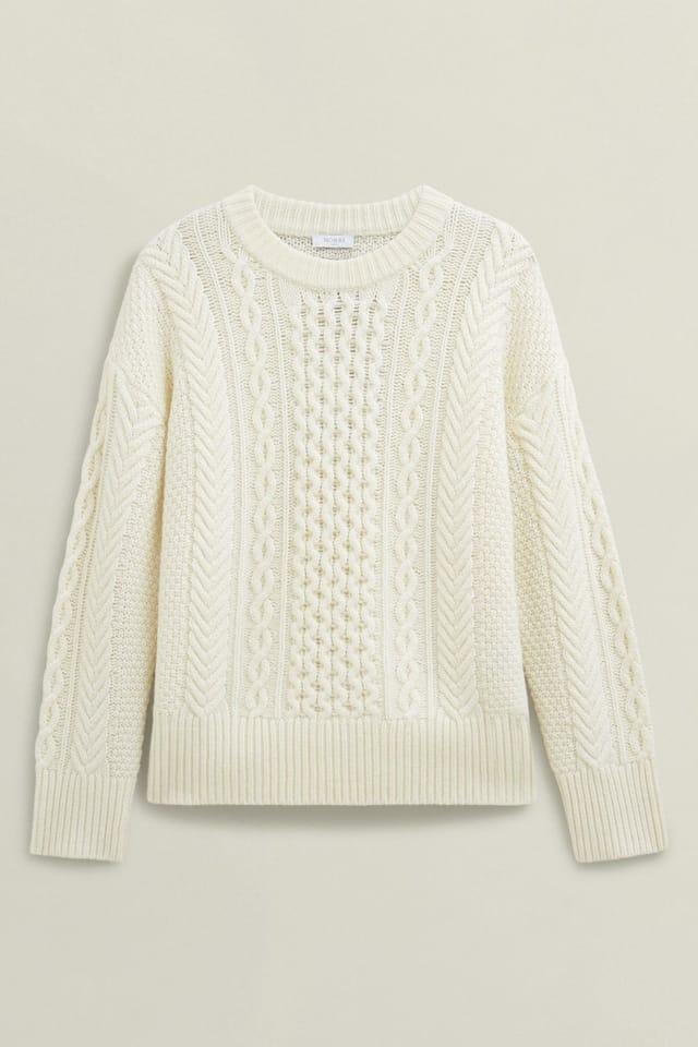 Hobbs London Hobbs London Women's Nell Cable Sweater in Off-White - 2