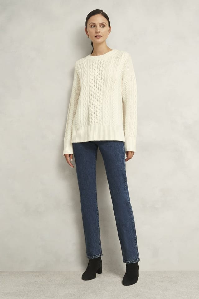 Hobbs London Hobbs London Women's Nell Cable Sweater in Off-White - 3