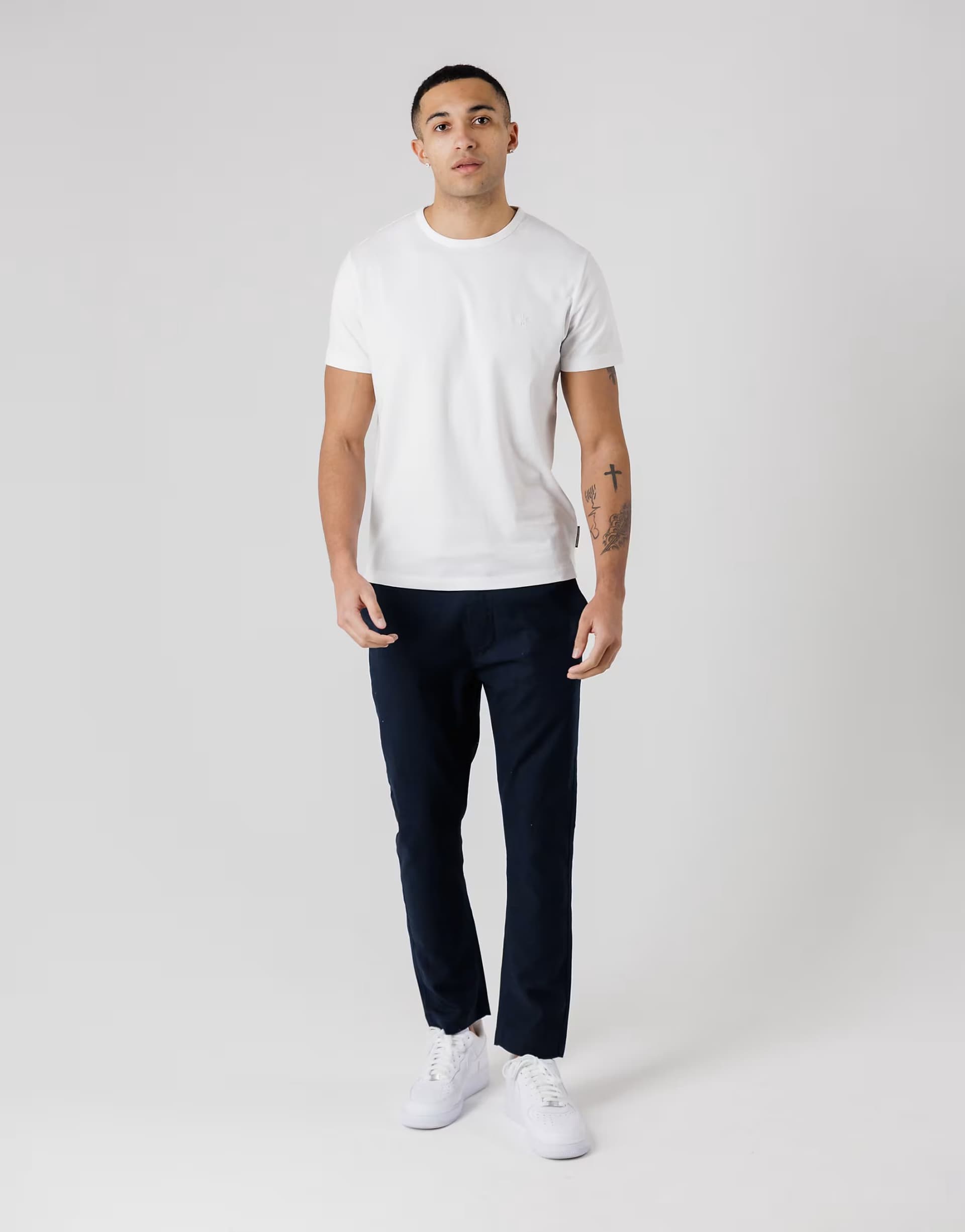 ASOS ASOS Navy Cotton-linen Blend Cuffed Trousers