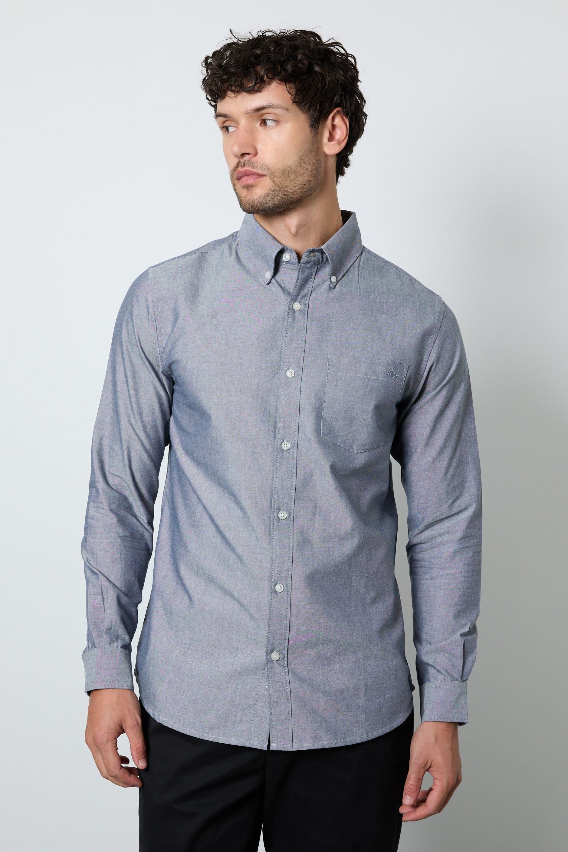 Maine Maine Men's Dark Blue Oxford Long Sleeve Shirt