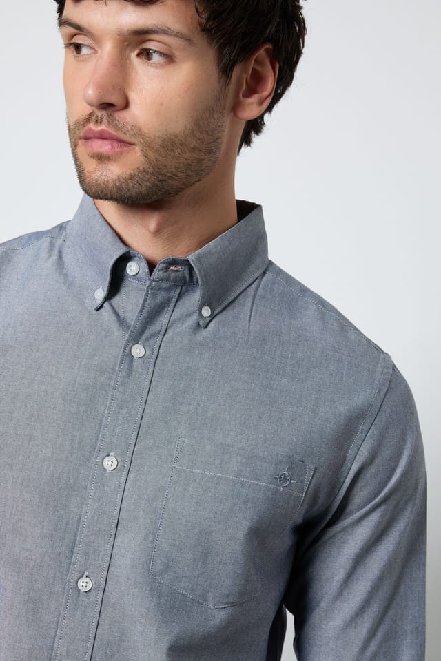 Maine Maine Men's Dark Blue Oxford Long Sleeve Shirt - 2