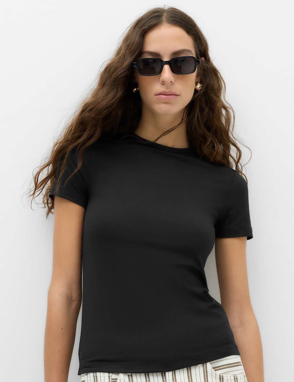 Marks & Spencer M&S Black Crew Neck Second Skin T-Shirt