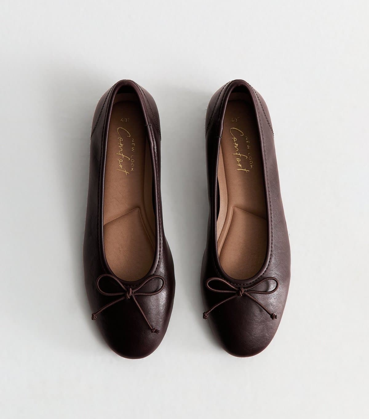 New Look Women's Dark Burgundy Faux Leather Low Heel Ballet Pumps Vegan New Look