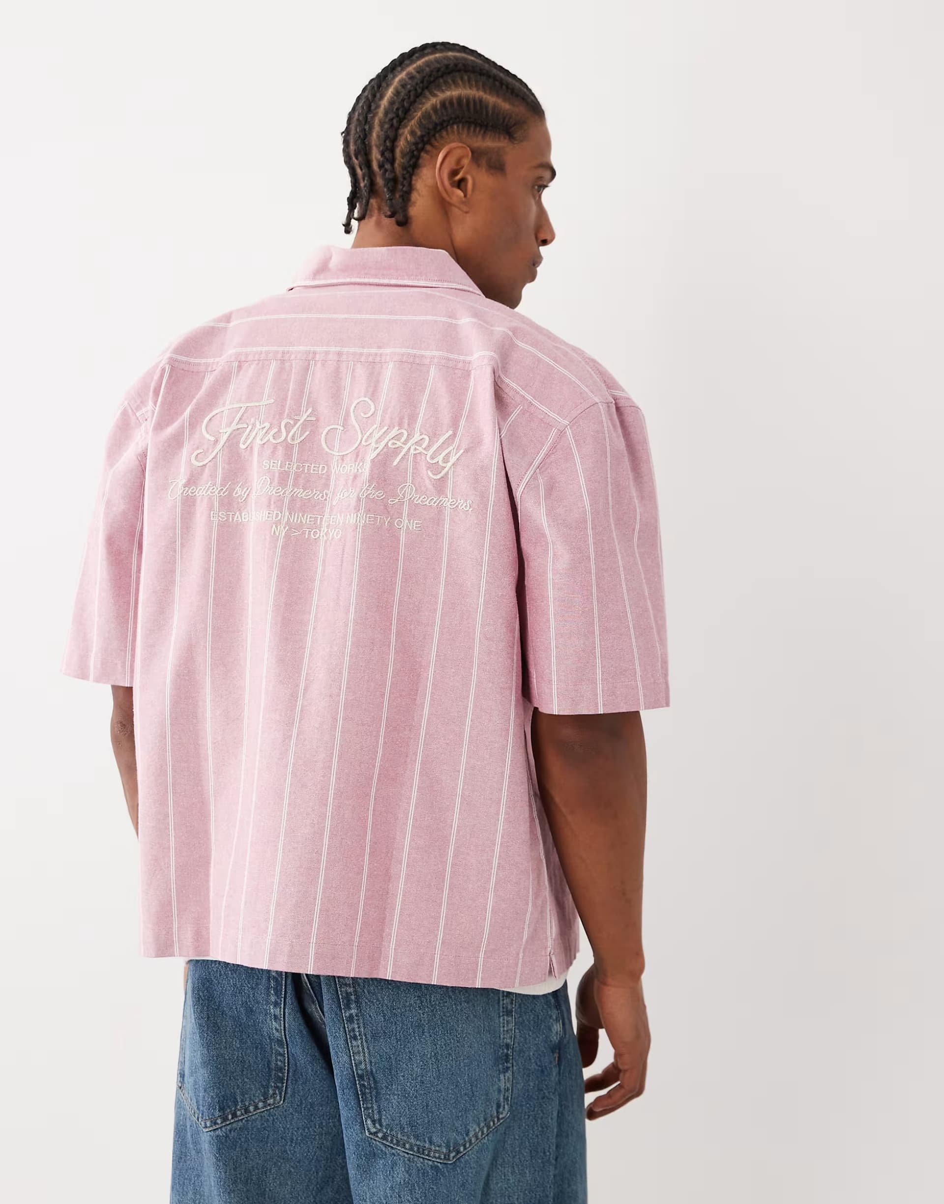 ASOS Cotton On ventura short sleeve shirt in berry stripe