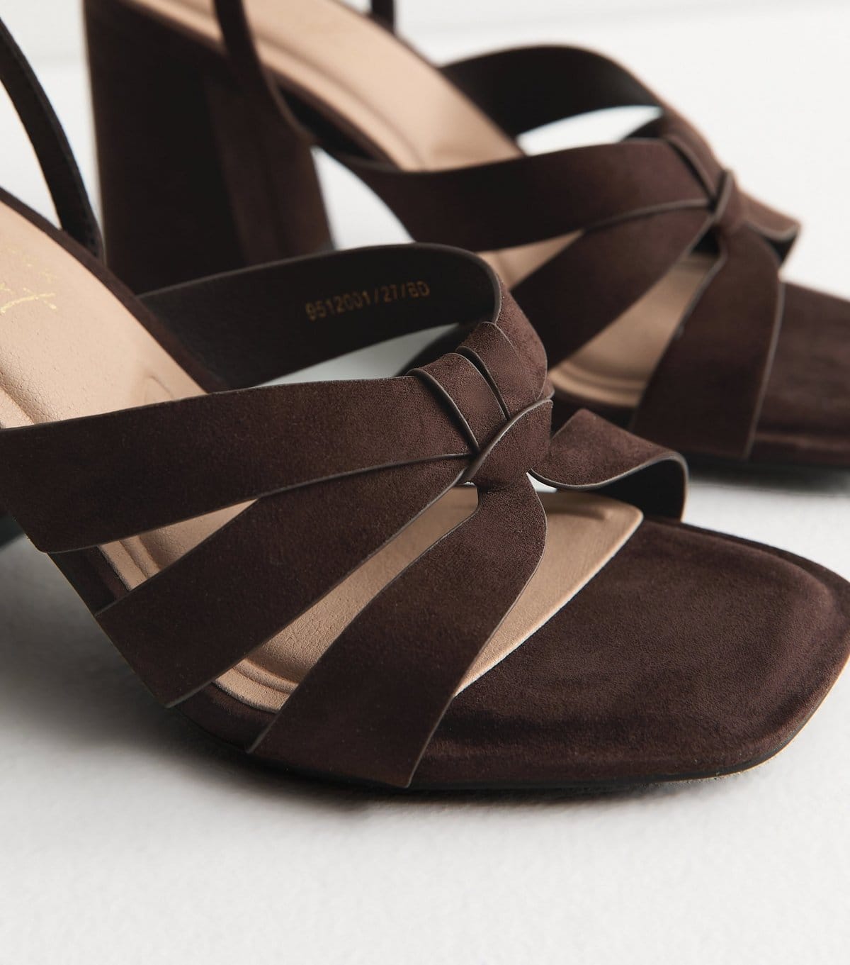 New Look Women's Wide Fit Dark Brown Faux Suede Block Heel Sandals Vegan New Look - 4