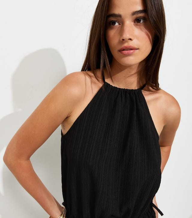 New Look Women's Black Dropped Waist Halter Neck Mini Dress New Look - 3