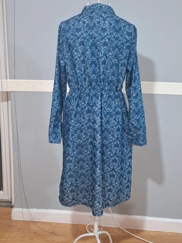 easybuy Easybuy Light Blue Floral Chambray Shirt Dress / Size XL -New never worn