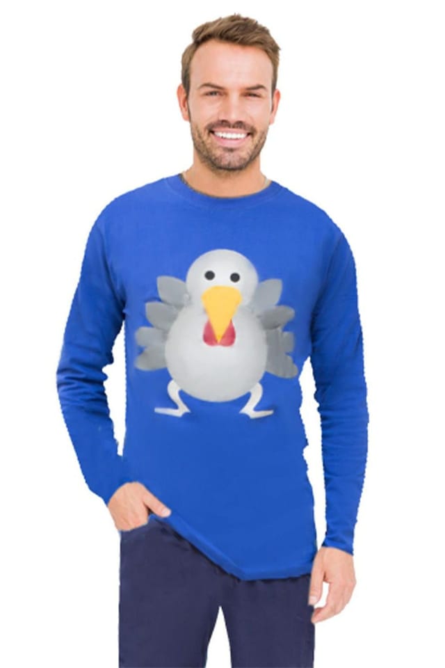 RJM RJM Men's Mens Christmas Turkey Pyjama Set Blue Medium Funny Festive Winter - 2