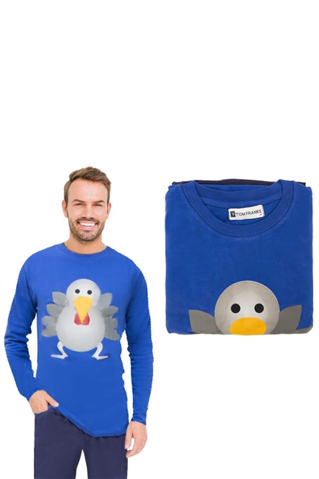 RJM RJM Men's Mens Christmas Turkey Pyjama Set Blue Medium Funny Festive Winter - 3