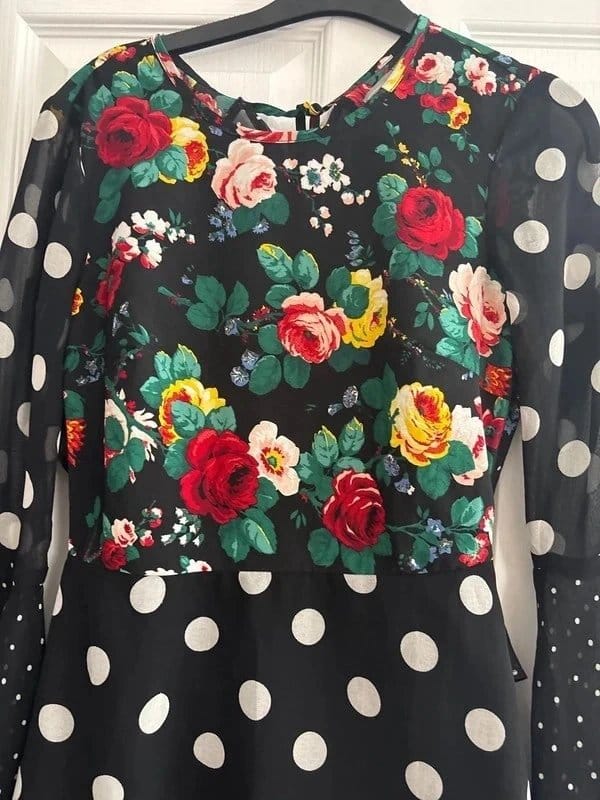 ASOS Black Floral Polka Dot Mini Dress