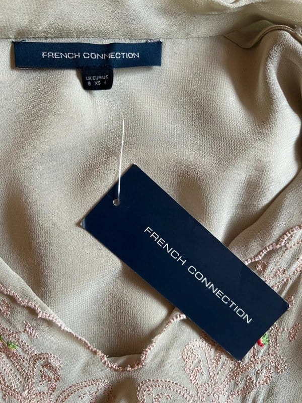 French Connection French Connection Womens Duck Egg Green Blythe Stitch Chiffon Top XS UK 8 NWT - 1