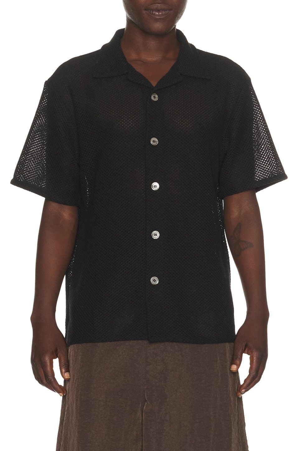 revolve Open Collared Crochet Shirt