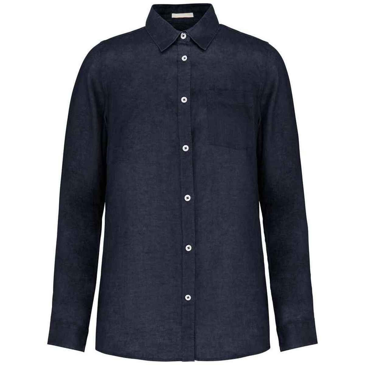 Spasso Spasso Men's Linen Long-Sleeved Shirt in Navy - 3