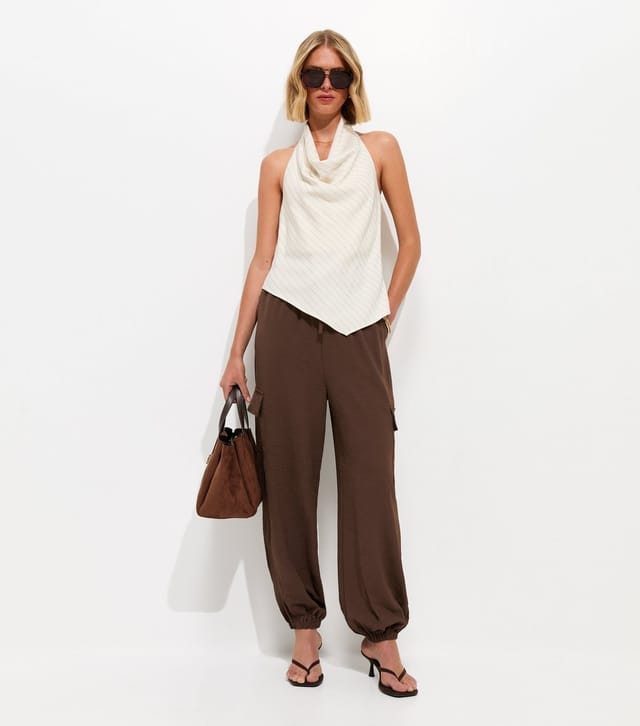 New Look Women's Darl Brown Cargo Style Cuffed Trousers New Look - 3