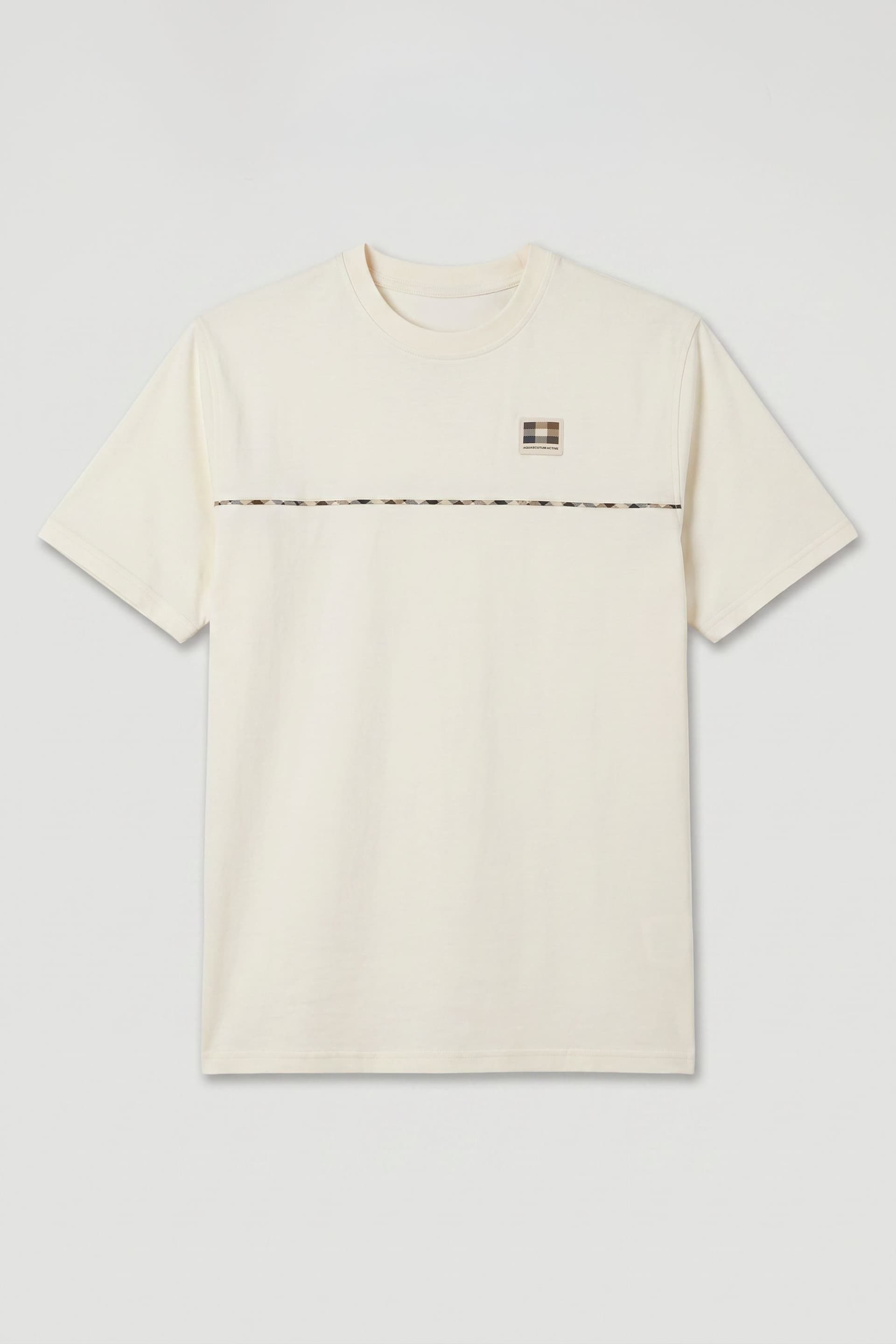 Aquascutum Aquascutum Men's Club Check Piping T-Shirt Old White