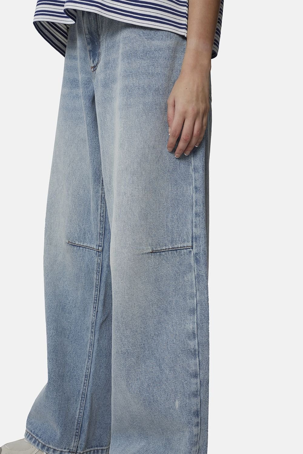 Good For Nothing Good For Nothing Women's Baggy Fit Denim Jean with Monogram Stitching in Blue - 4