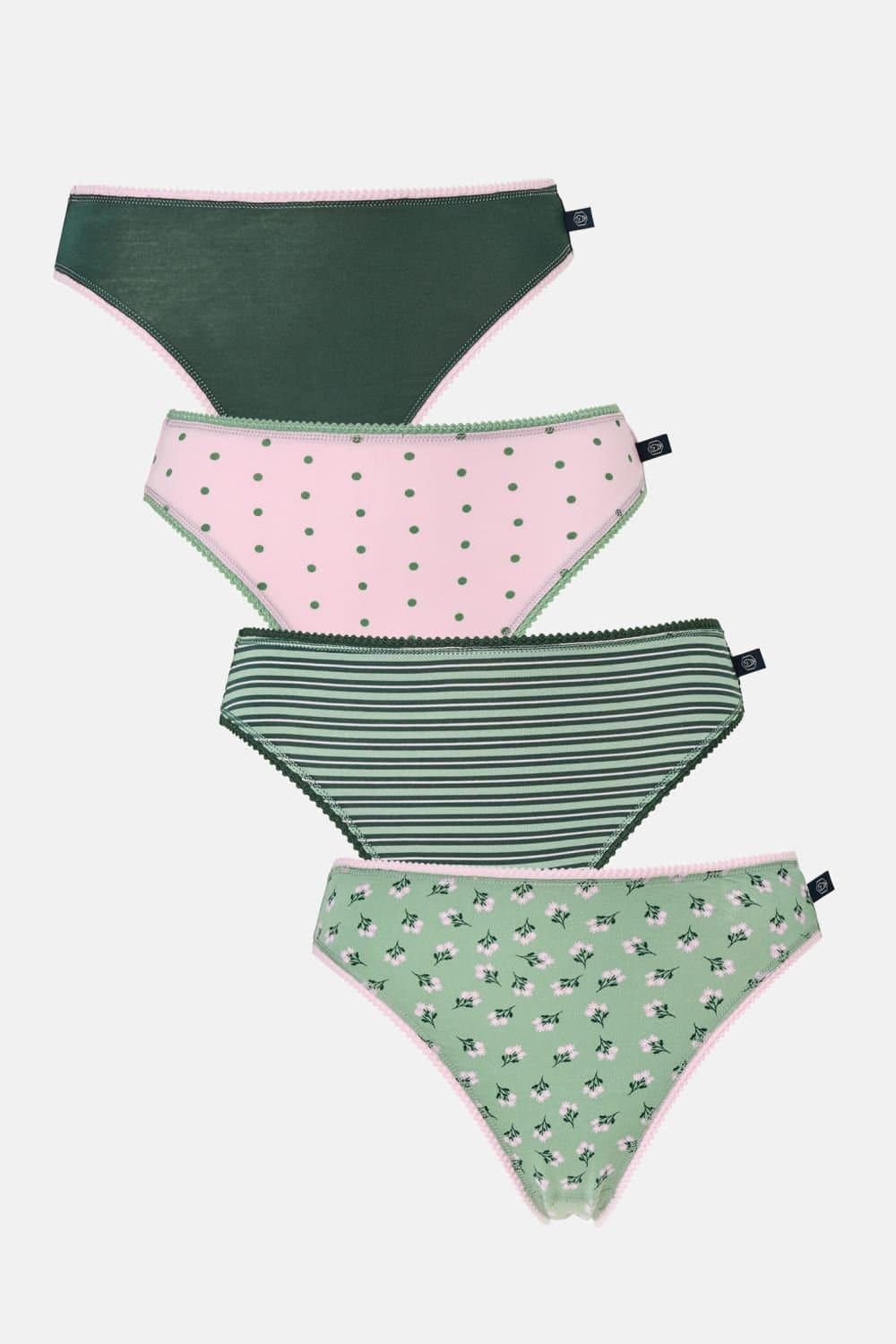 British Boxers British Boxers Women's Pack of Four "Juniper" Bamboo High Leg Knickers