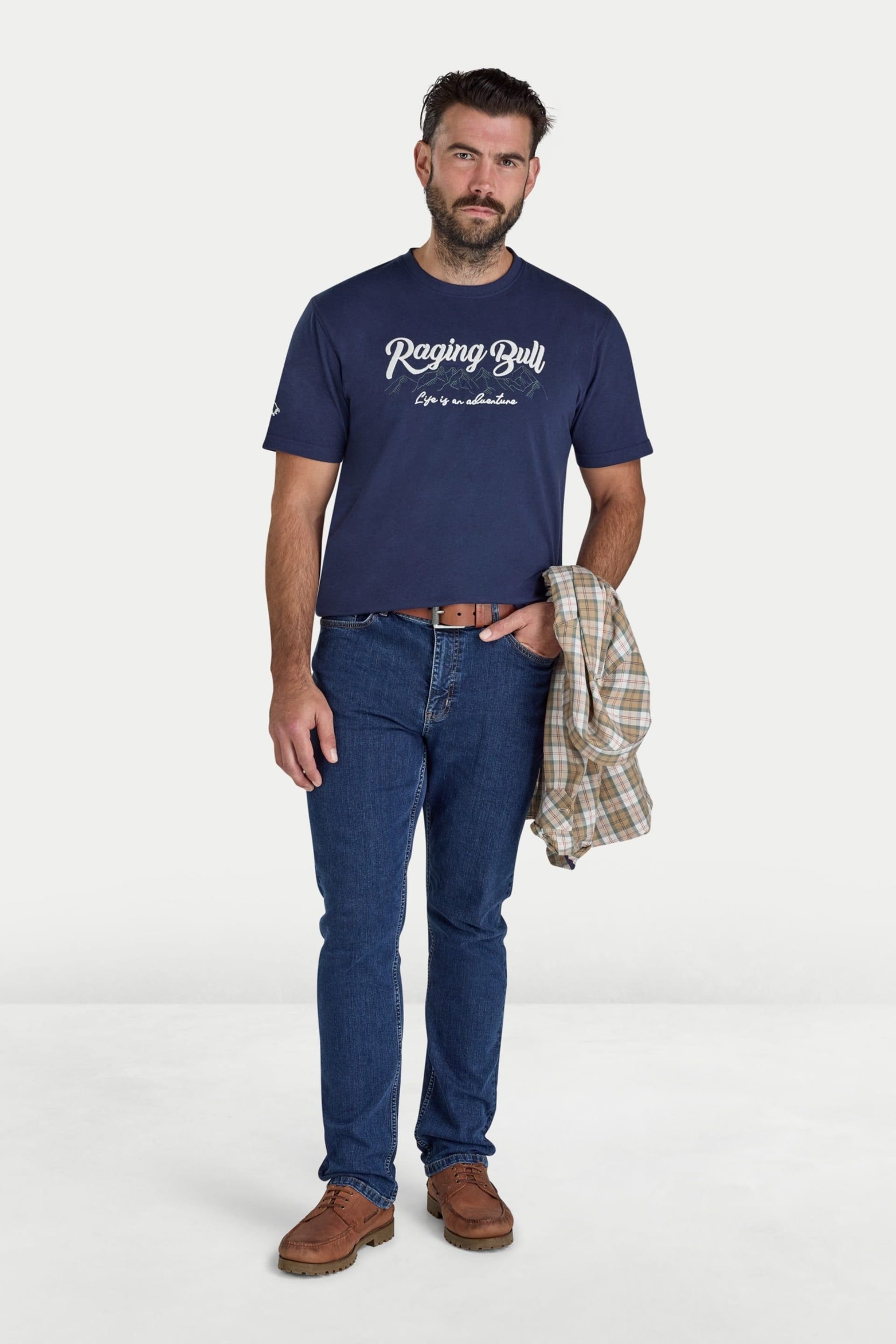 raging bull Raging Bull Men's Embroidered Mountains T-Shirt in Navy - 4