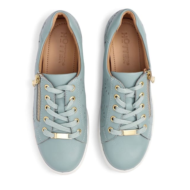 Hotter Hotter Women's 'Wonder' Perforated Trainers in Duck Egg Blue - 3