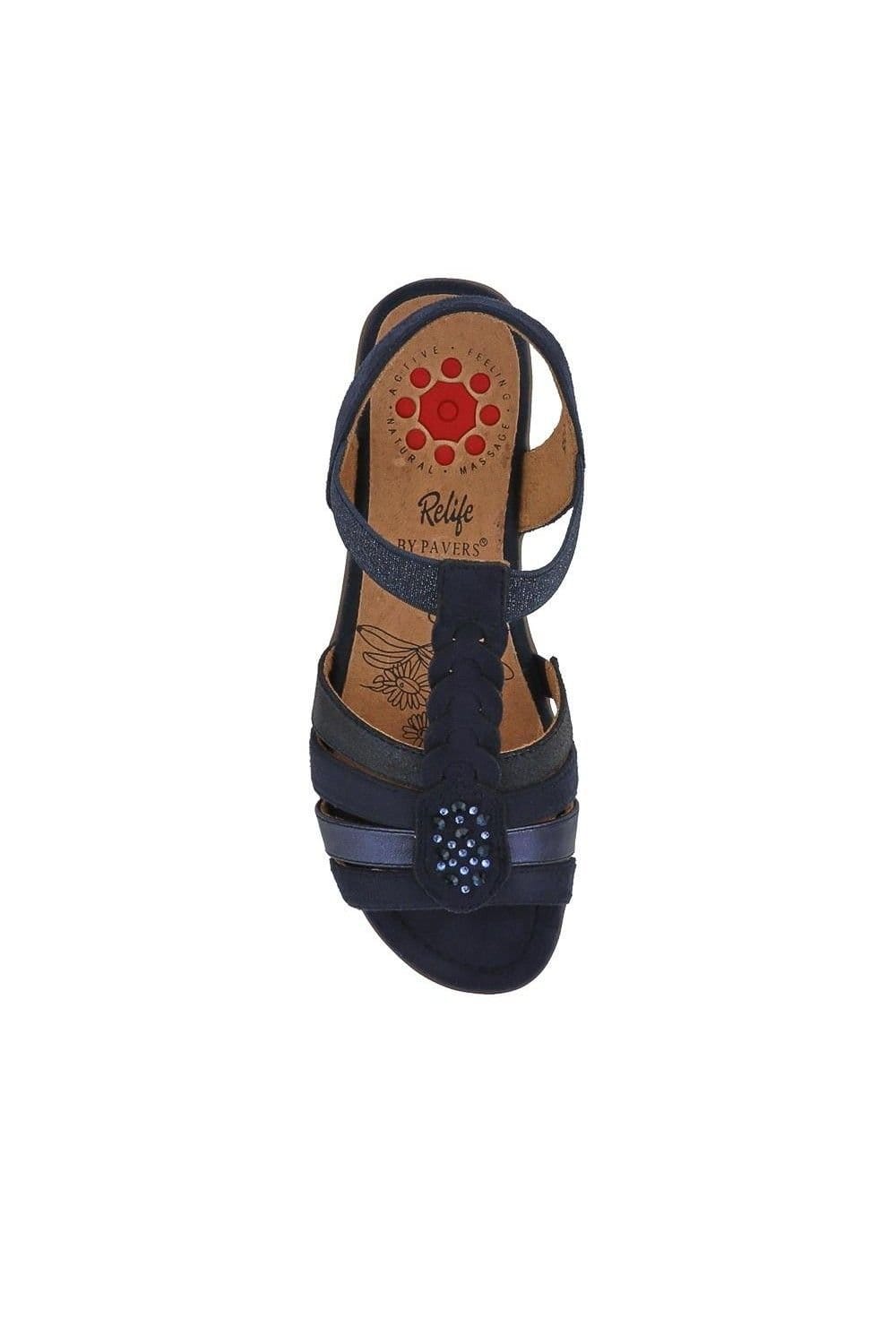 Pavers Pavers Women's Wide-Fit Shock-Absorbing Sandals in Navy - 4
