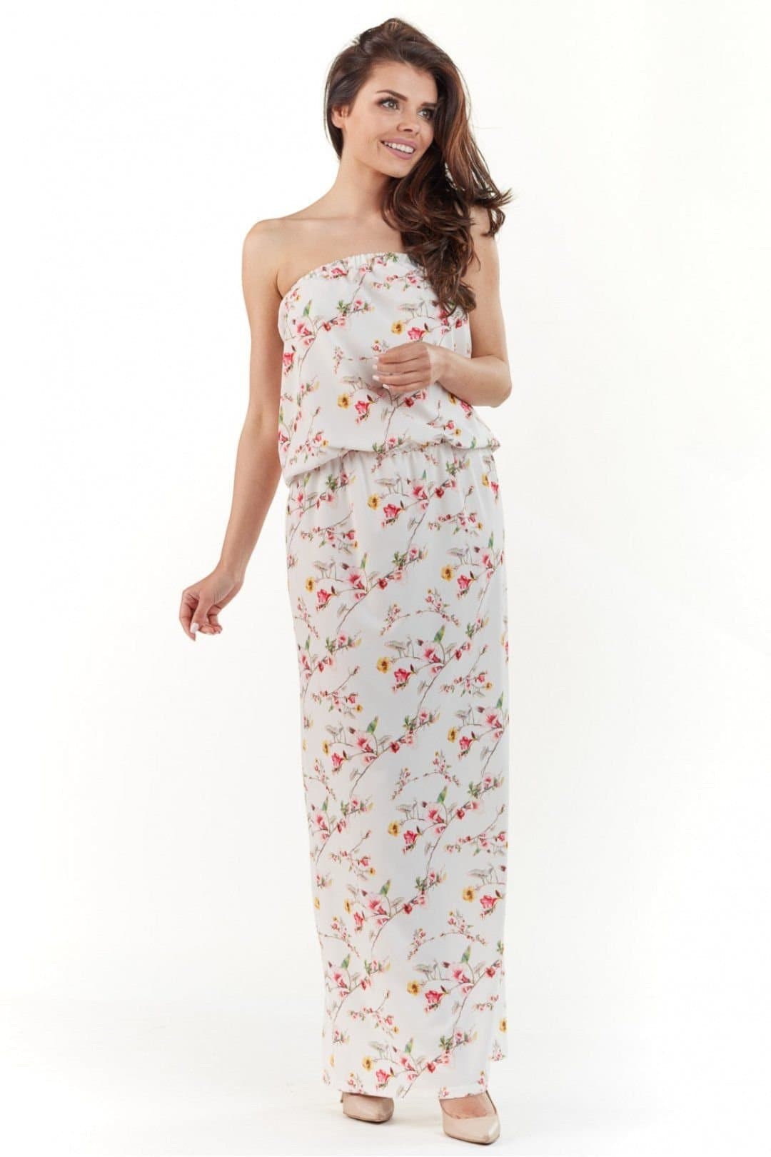 Love Lace Love Lace Women's Strapless Elastic Waist Maxi Dress in White