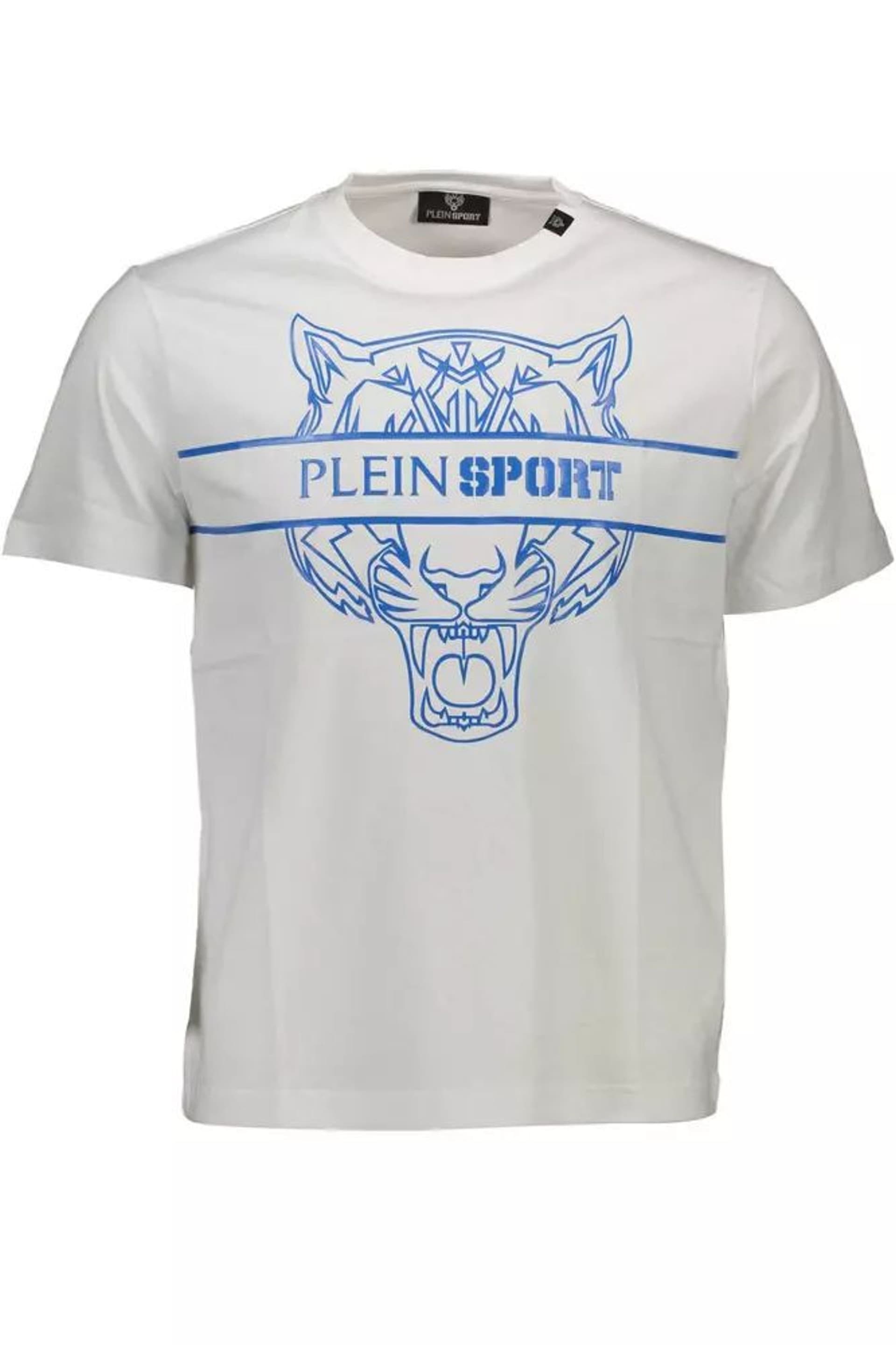 Plein Sport Plein Sport Men's Tiger Head T-Shirt Short Sleeve Crew Neck in White