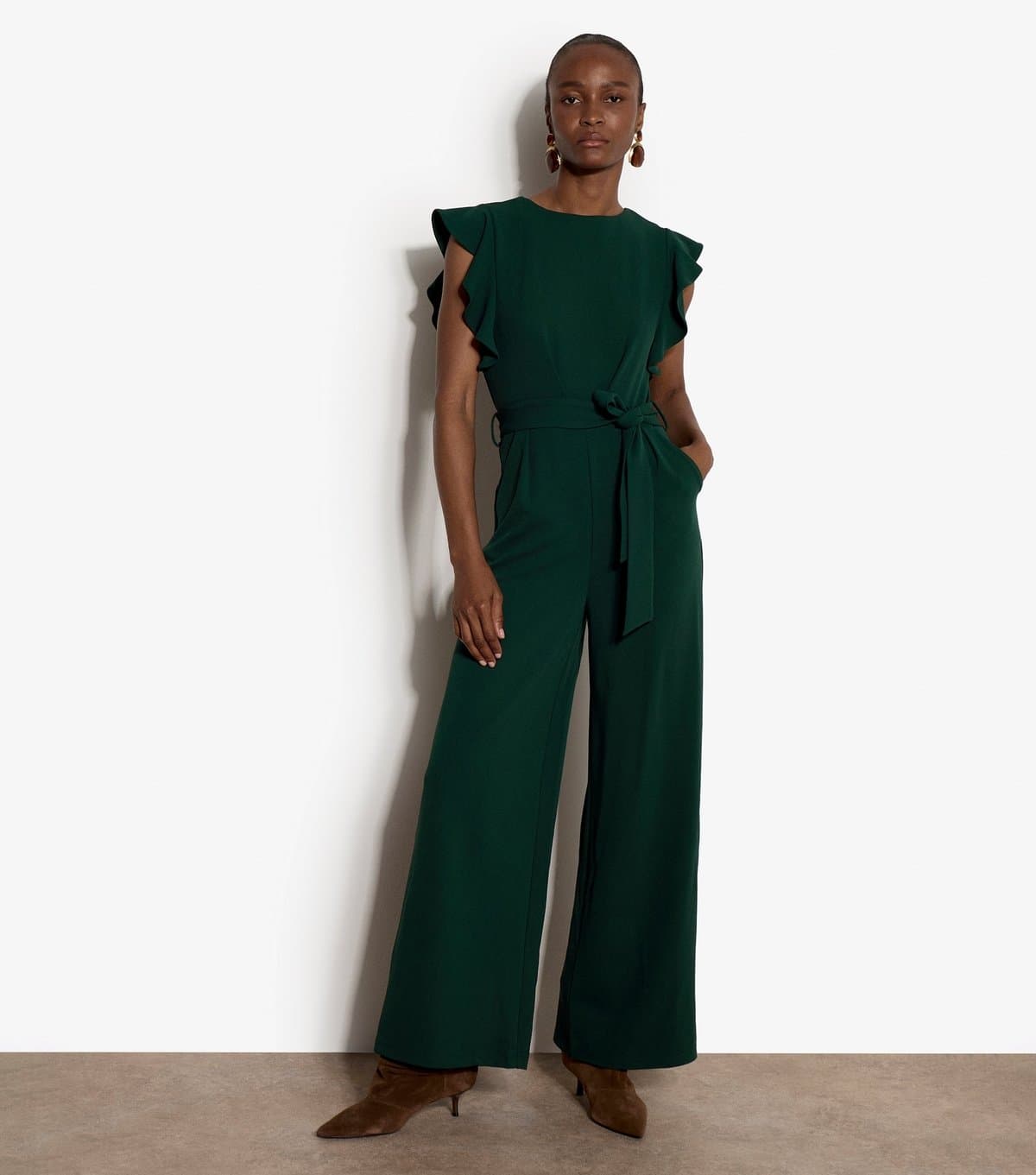 Apricot Women's Green Ruffle Sleeve Jumpsuit Apricot New Look
