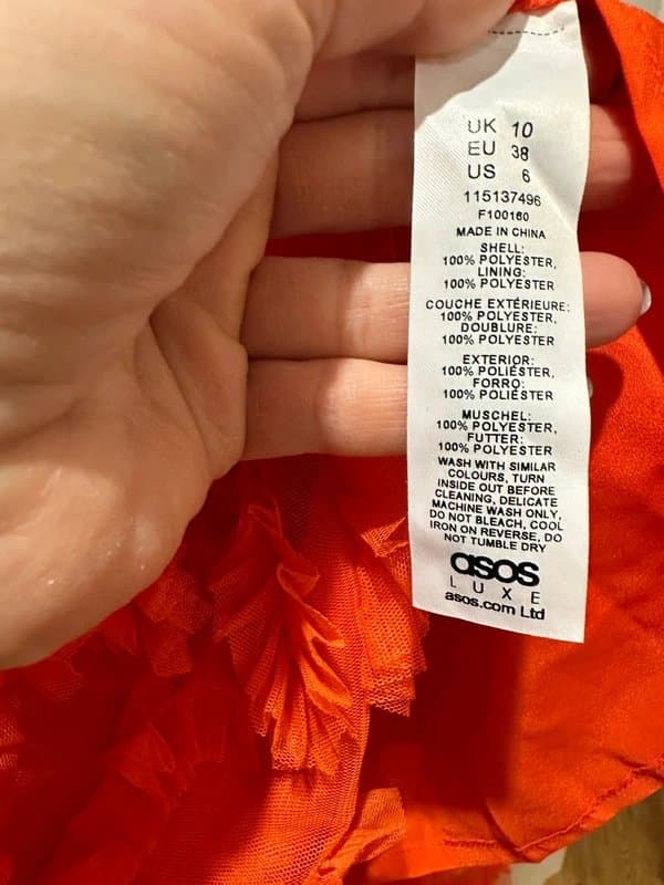 ASOS ASOS Luxe Orange Ruffle Tulle Midi Dress – Statement Occasion